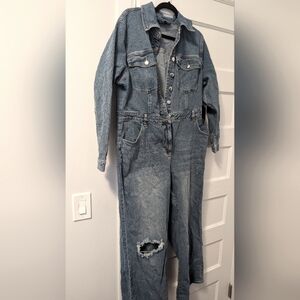Eloquii Long Sleeve Denim Jumpsuit Sz 16 NWT